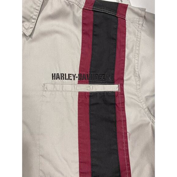 HARLEY-DAVIDSON Men's Mechanic Short Sleeve Button Down Gray Collared Shirt XL - Picture 13 of 15